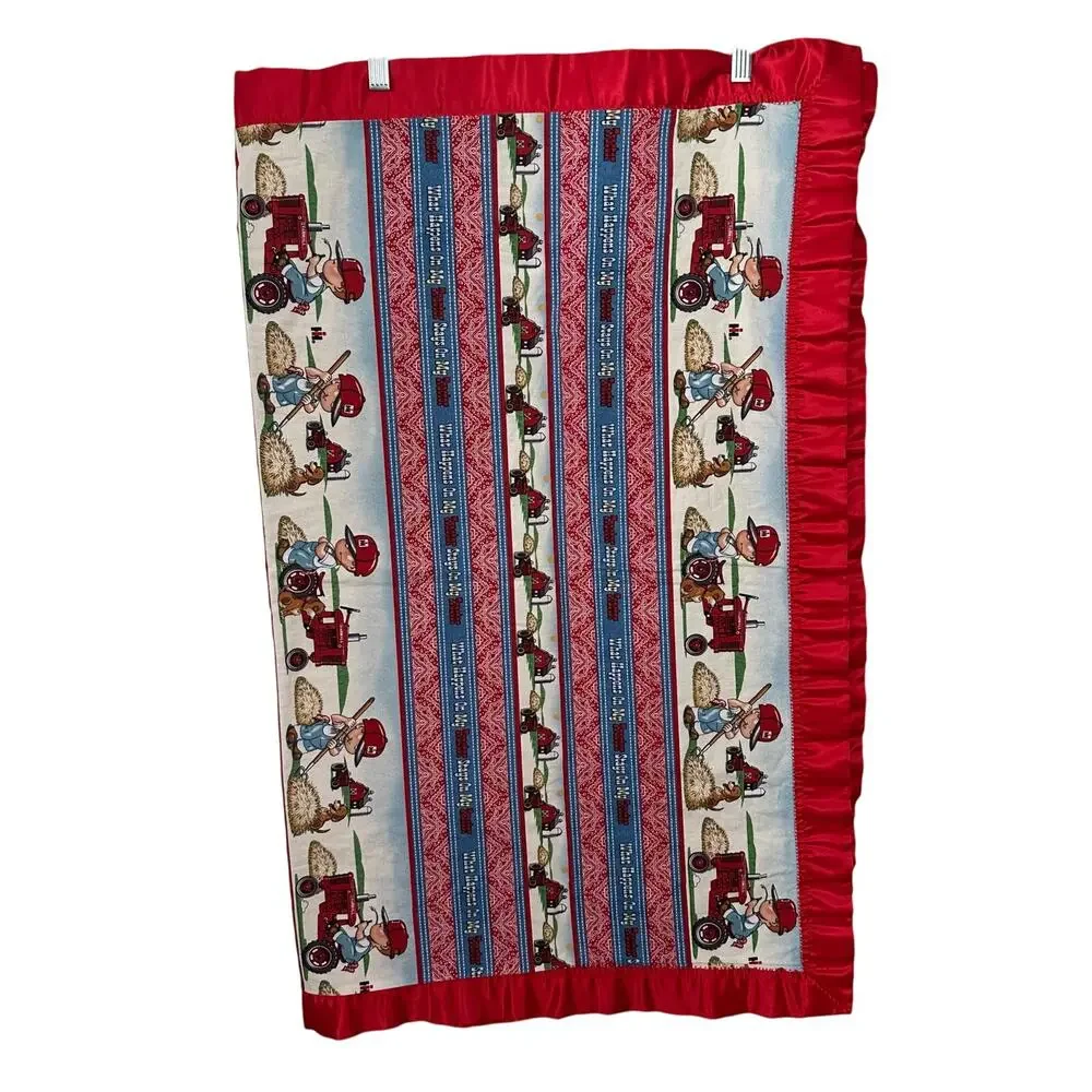 Handmade Baby Crib Throw Blanket Sat Trim 40x34